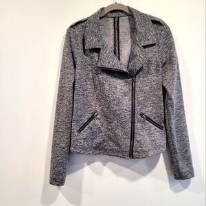 Maurices Crossover Moto Stretch Light Jacket Heather Gray Black sz Large